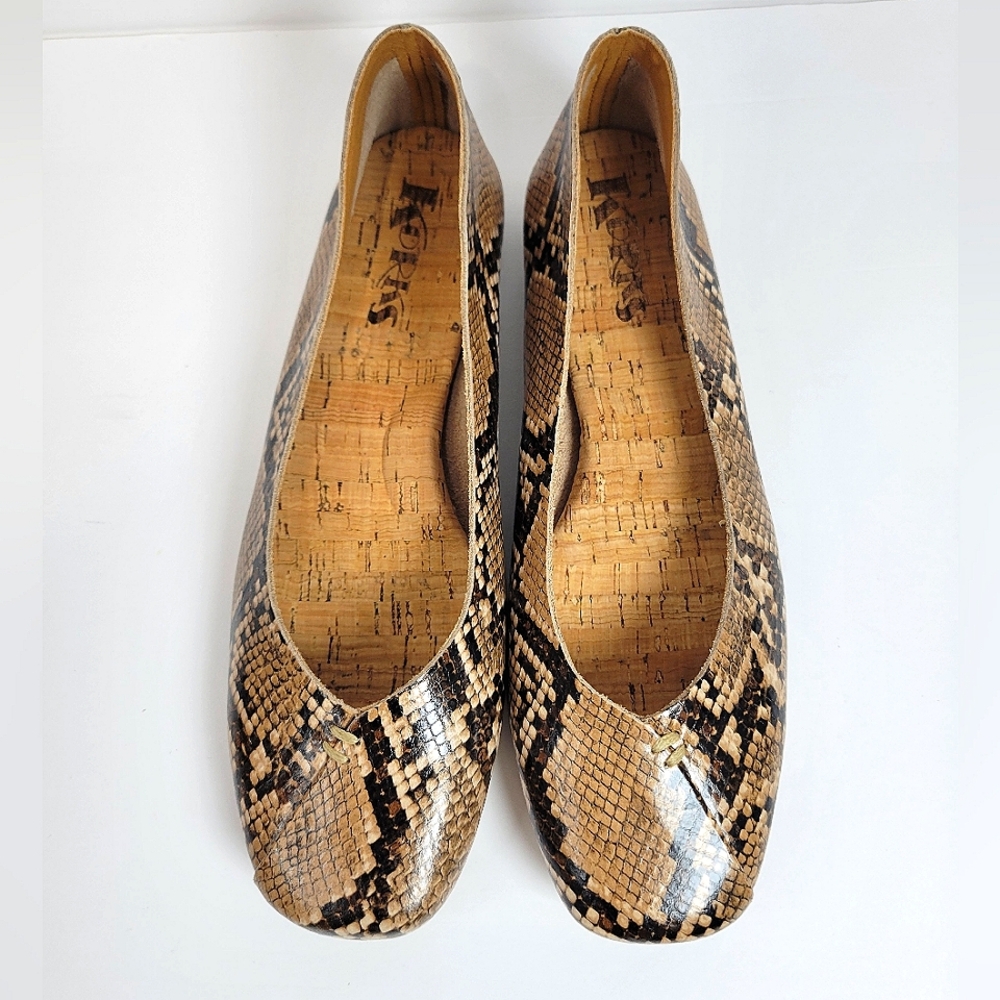Korks By Kork Ease Padilla Leather Snake, Square Toe, Slip On, Ballet Flats - Picture 2 of 5